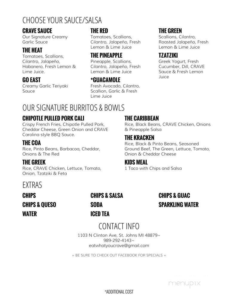 The Crave Shack - Saint Johns, MI menu_pic
