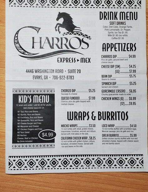 Charros Express Mex - Evans, GA menu_pic