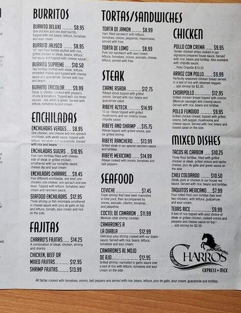 Charros Express Mex - Evans, GA menu_pic