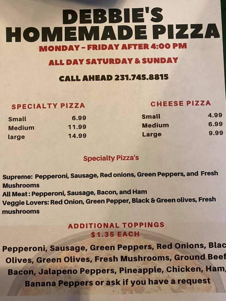 Debbie's Sportsman Lounge - Baldwin, MI menu_pic
