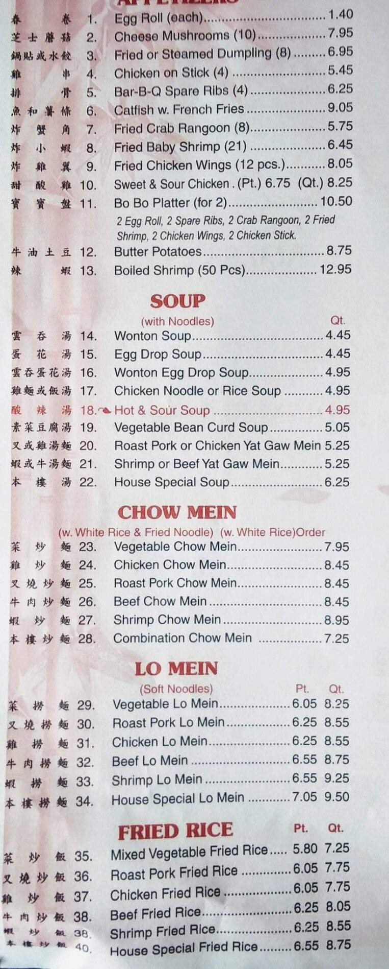 China Restaurant - Jena, LA menu_pic
