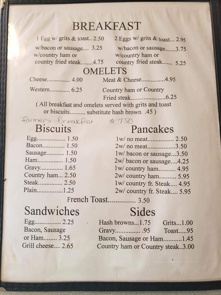 Margaret's Restaurant - Norris, SC menu_pic