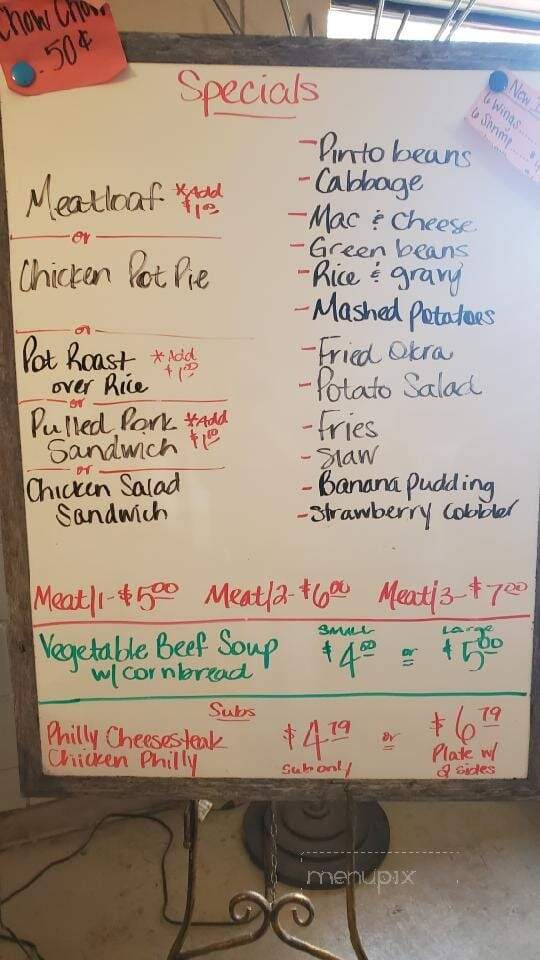Margaret's Restaurant - Norris, SC menu_pic