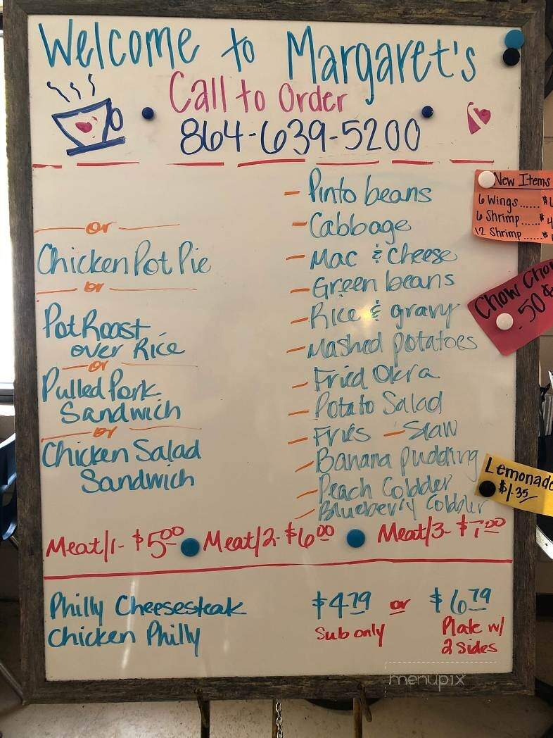 Margaret's Restaurant - Norris, SC menu_pic