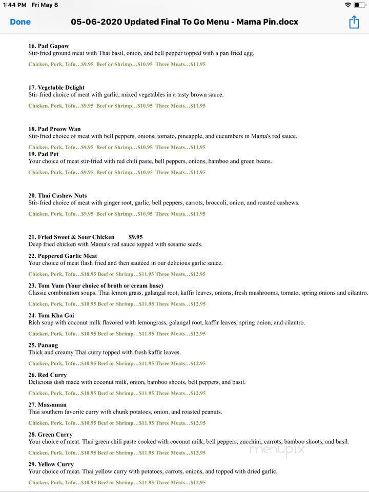 Mama Pins - Knob Noster, MO menu_pic