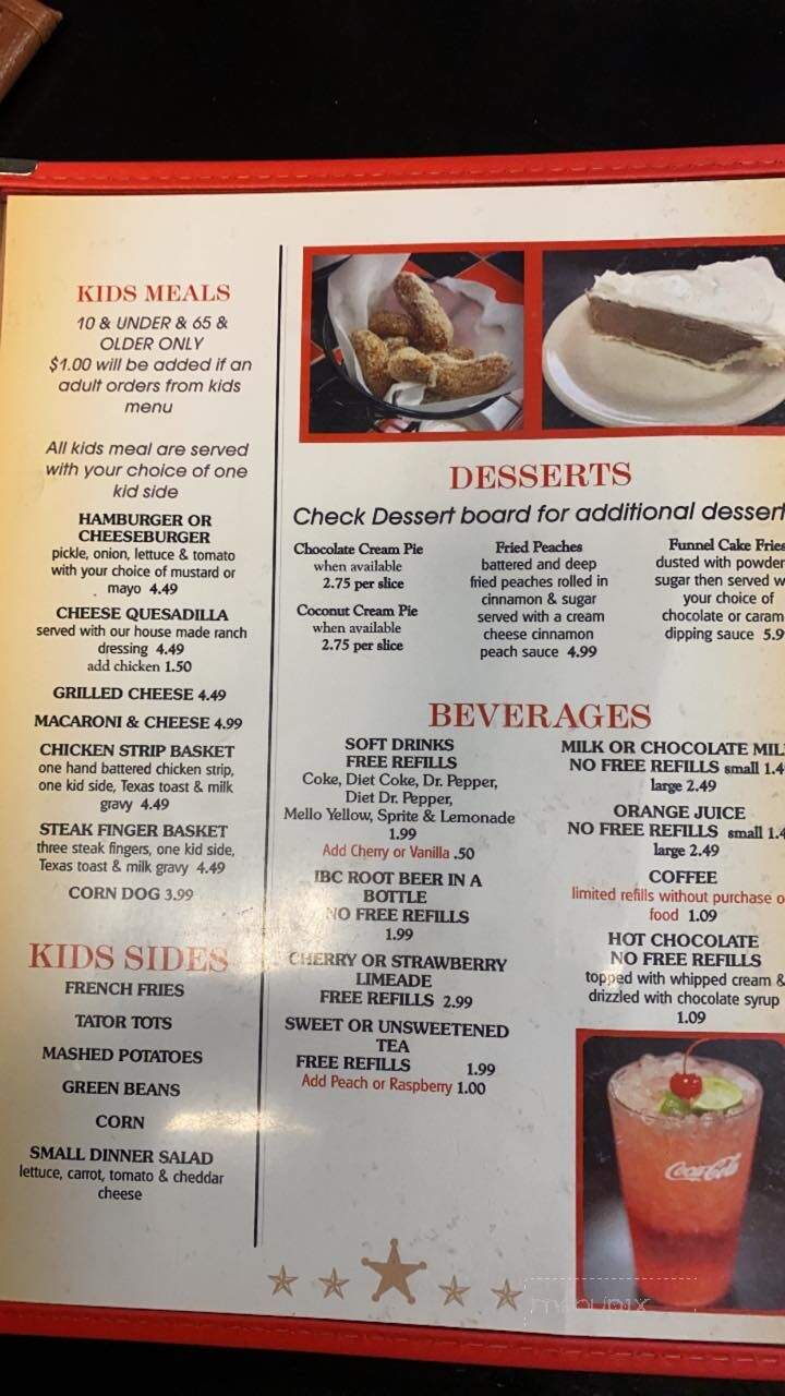 McGee's Cafe - Stratford, OK menu_pic