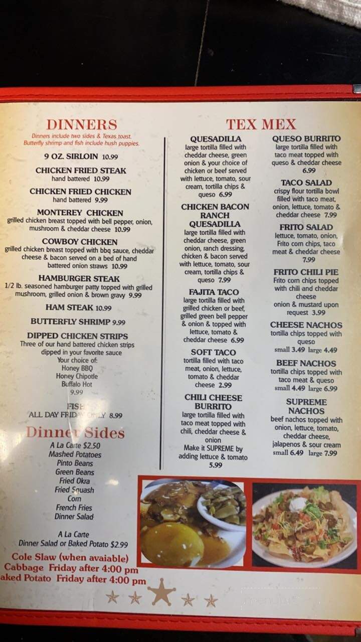 McGee's Cafe - Stratford, OK menu_pic
