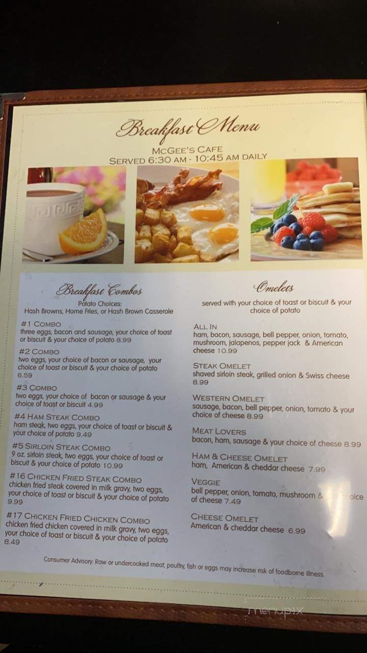 McGee's Cafe - Stratford, OK menu_pic