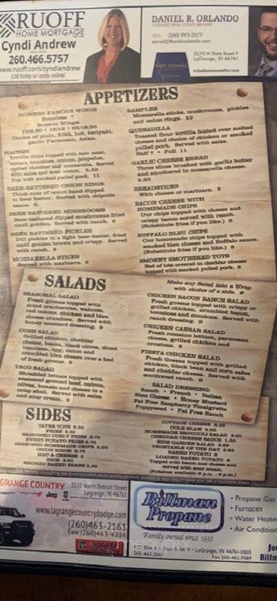 Romer's Restaurant and Spirits - Lagrange, IN menu_pic