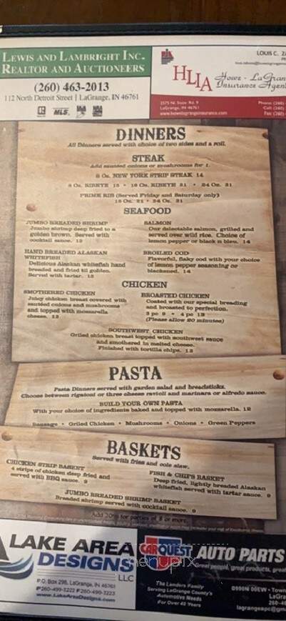 Romer's Restaurant and Spirits - Lagrange, IN menu_pic