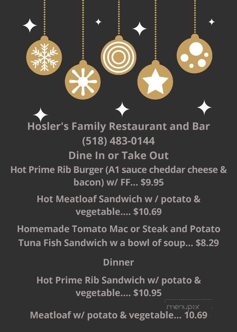 Hosler's Family Restaurant - Malone, NY menu_pic