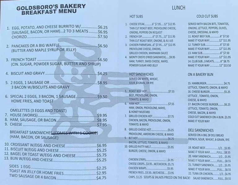 Goldsboro Bakery Foothills - Yuma, AZ menu_pic