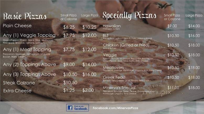 Minerva Pizza House - New Bedford, MA menu_pic
