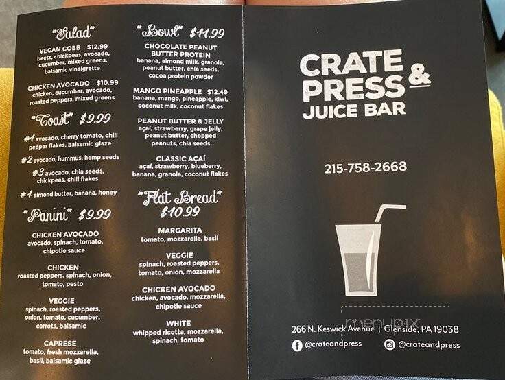 Crate & Press Juice Bar - Glenside, PA menu_pic