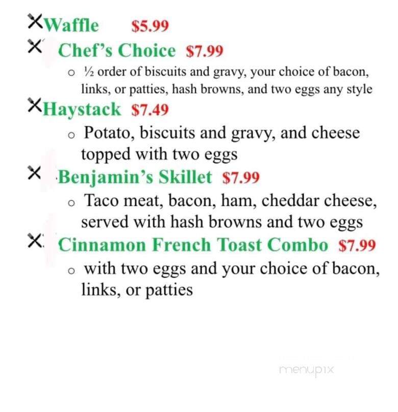 Benjamin's Restaurant - Covington, IN menu_pic