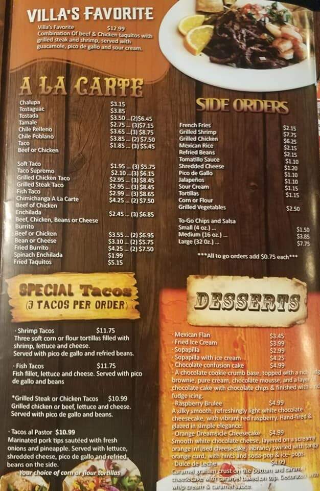 Don Pancho Villa - Kokomo, IN menu_pic