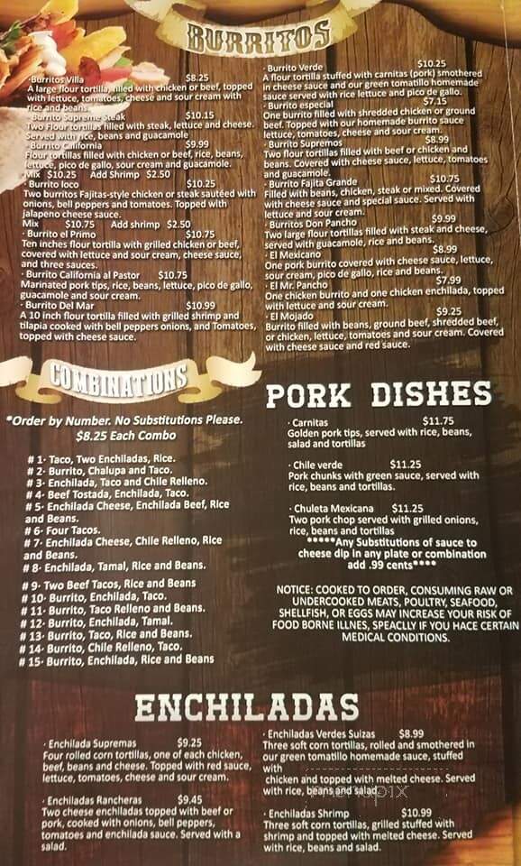 Don Pancho Villa - Kokomo, IN menu_pic