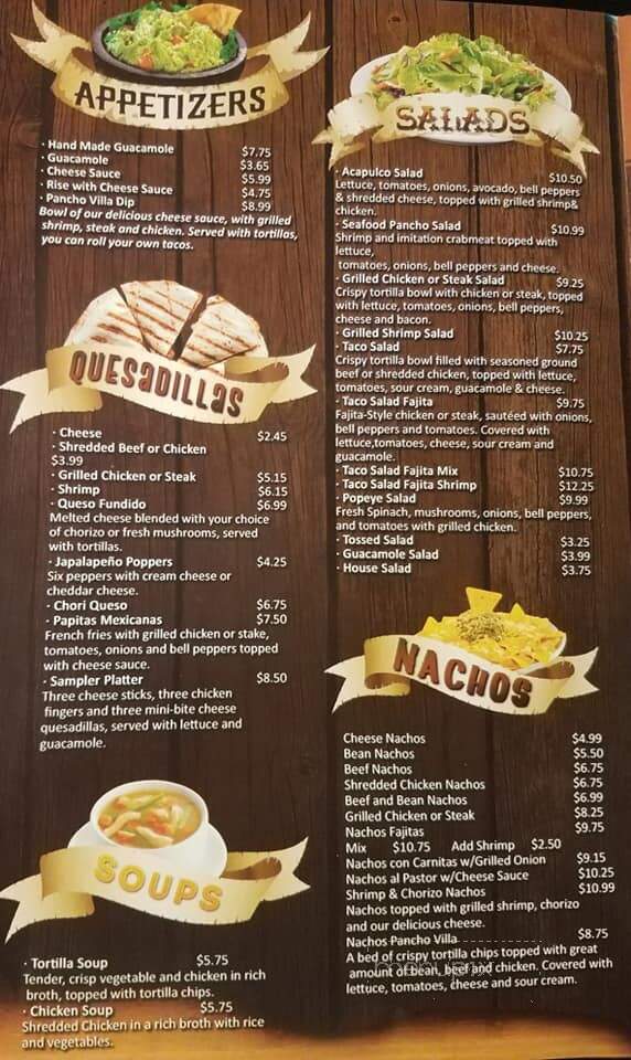 Don Pancho Villa - Kokomo, IN menu_pic