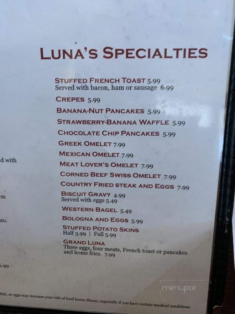 Luna's Deli Restaurant - Cleveland, OH menu_pic