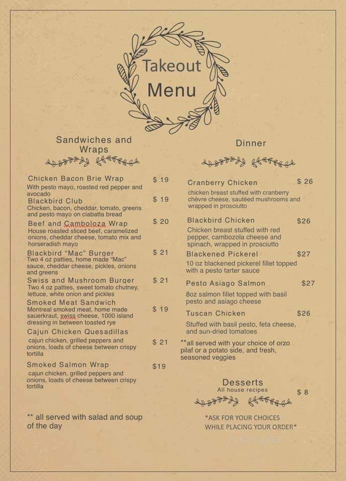 Blackbird Cafe - Renfrew, ON menu_pic