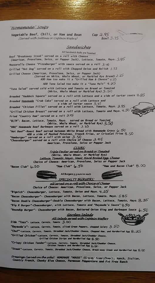 Rayauda's Restaurant - Beaver Springs, PA menu_pic