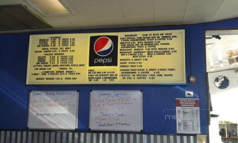 Dean's Drive-In - Reardan, WA menu_pic