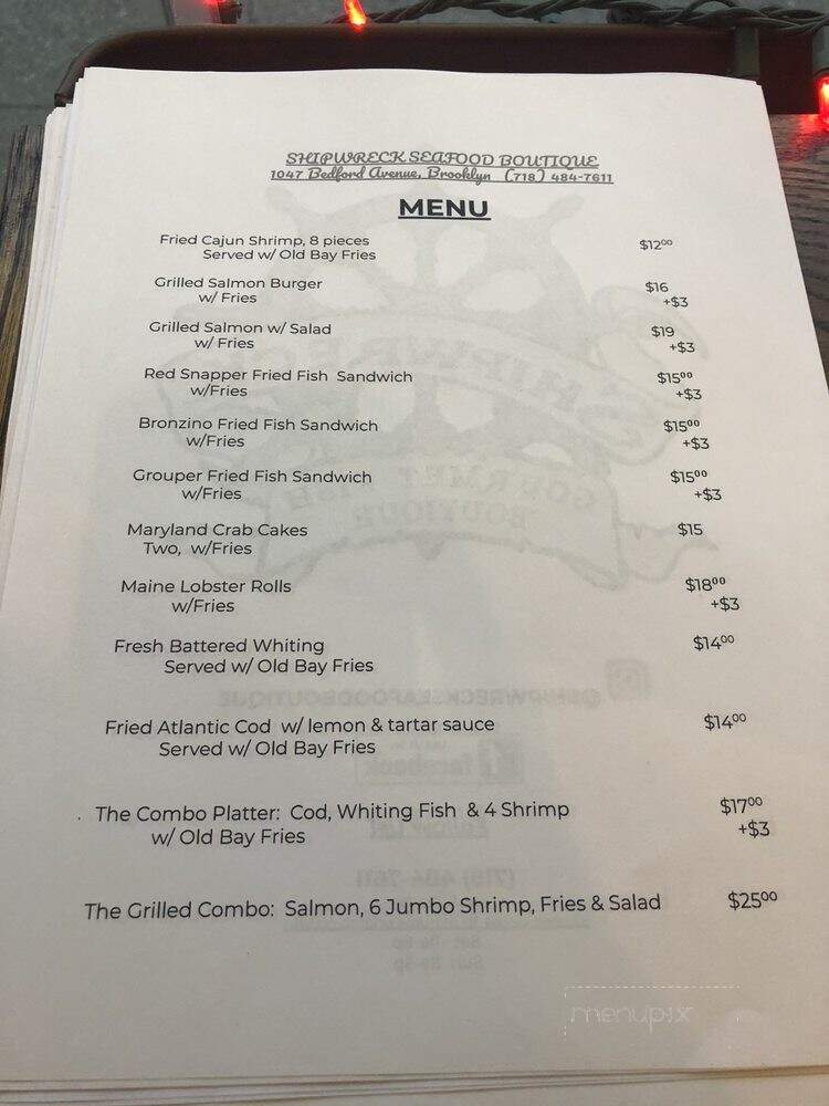 Shipwreck Gourmet Fish Boutique - Brooklyn, NY menu_pic