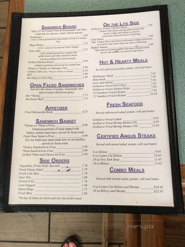 Bett's Big 'T' Restaurant - Chiefland, FL menu_pic