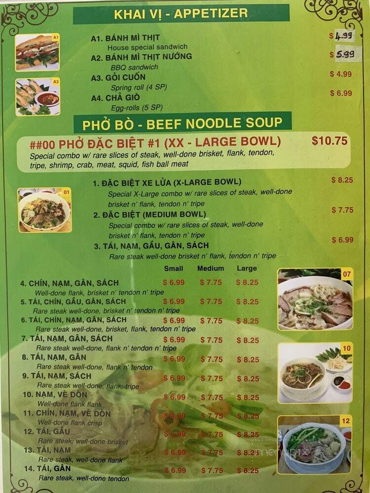 Pho #1 - Fresno, CA menu_pic