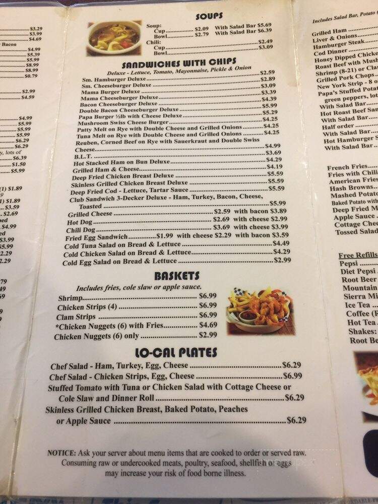 My Papa's Place - Petersburg, MI menu_pic