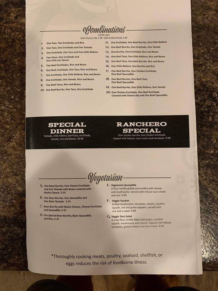 El Tarasco - Minocqua, WI menu_pic
