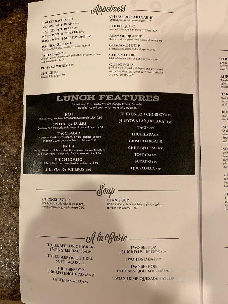El Tarasco - Minocqua, WI menu_pic