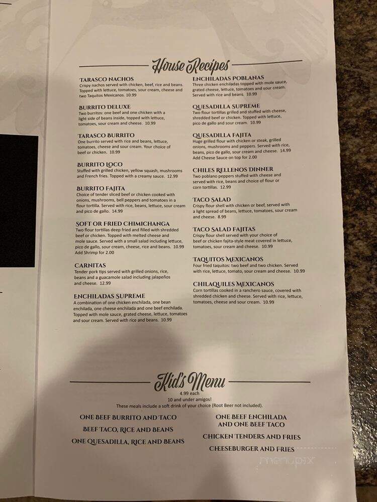 El Tarasco - Minocqua, WI menu_pic