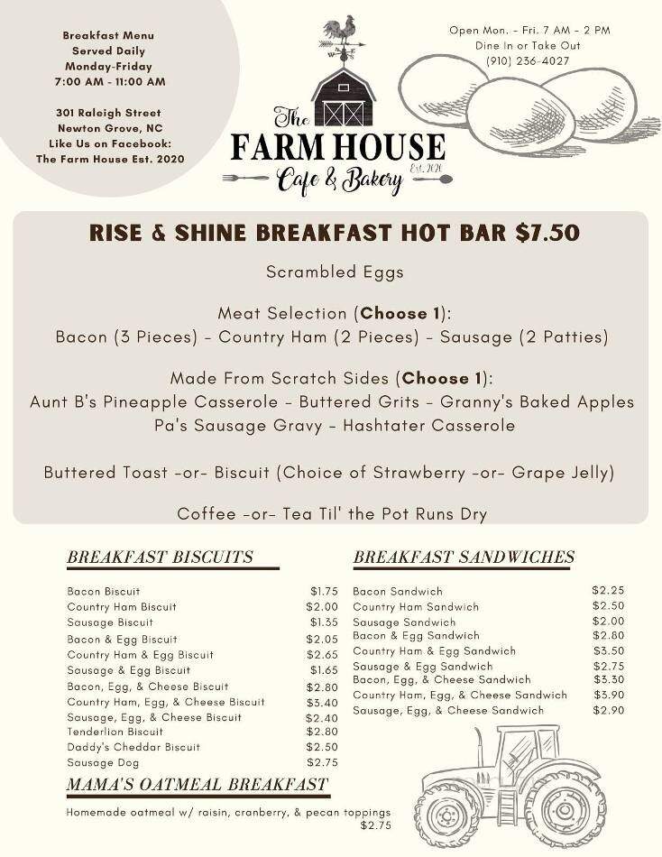 Farm House Restaurant - Clinton, NC menu_pic