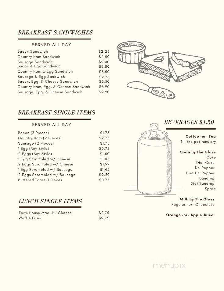 Farm House Restaurant - Clinton, NC menu_pic