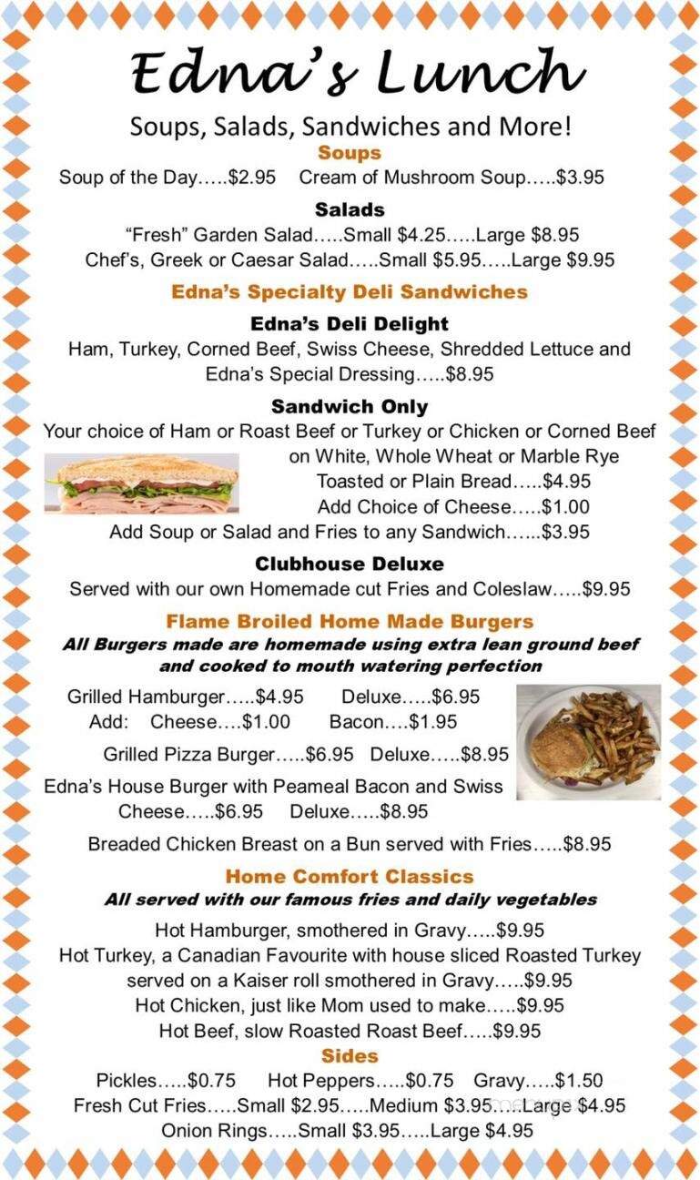 Edna's Lunch - Belle River, ON menu_pic