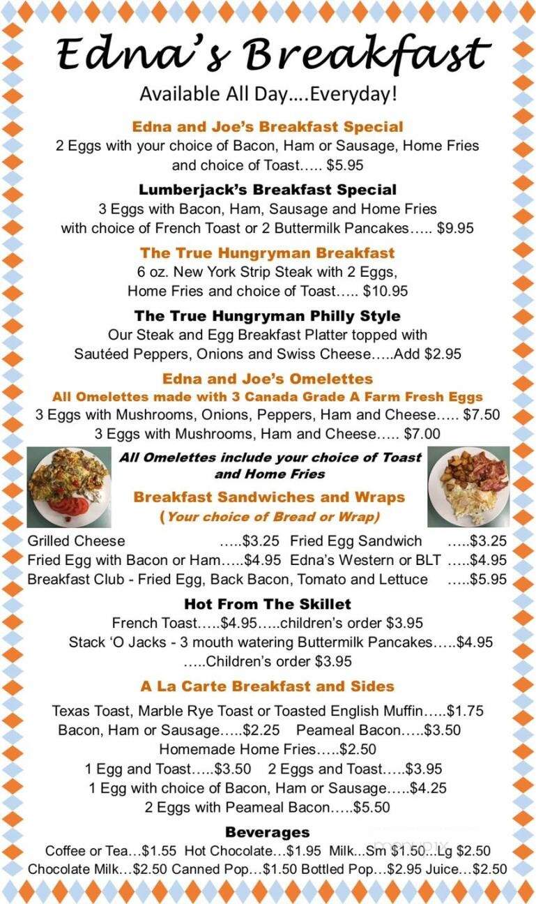 Edna's Lunch - Belle River, ON menu_pic