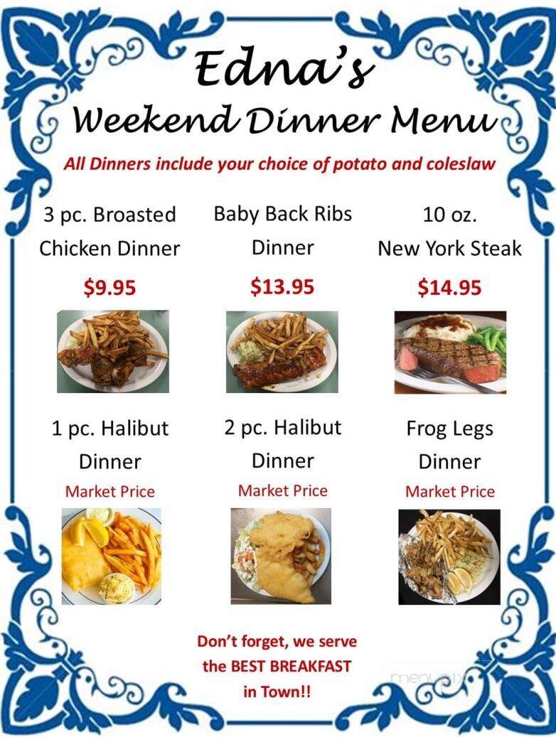 Edna's Lunch - Belle River, ON menu_pic
