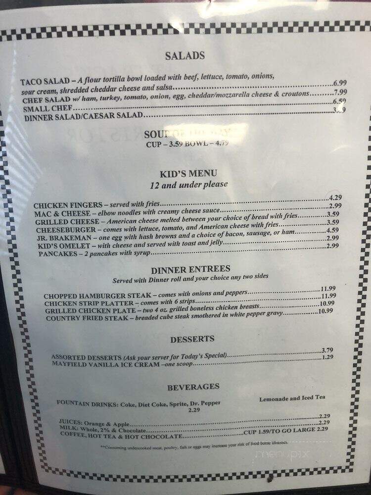 Track's End Restaurant - Chattanooga, TN menu_pic