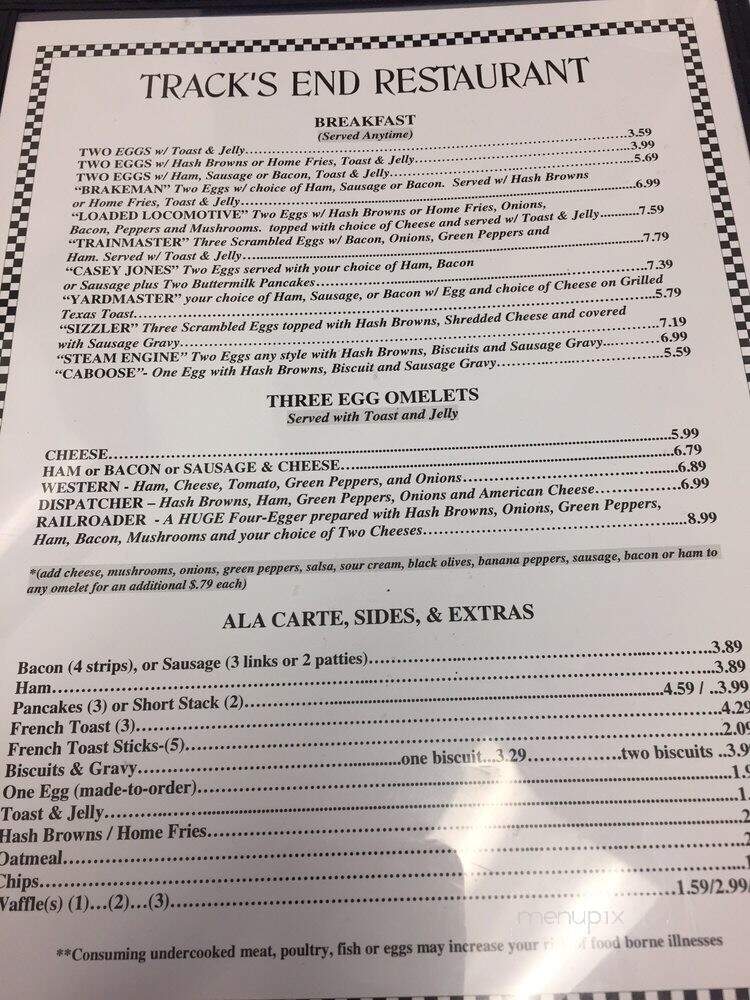 Track's End Restaurant - Chattanooga, TN menu_pic