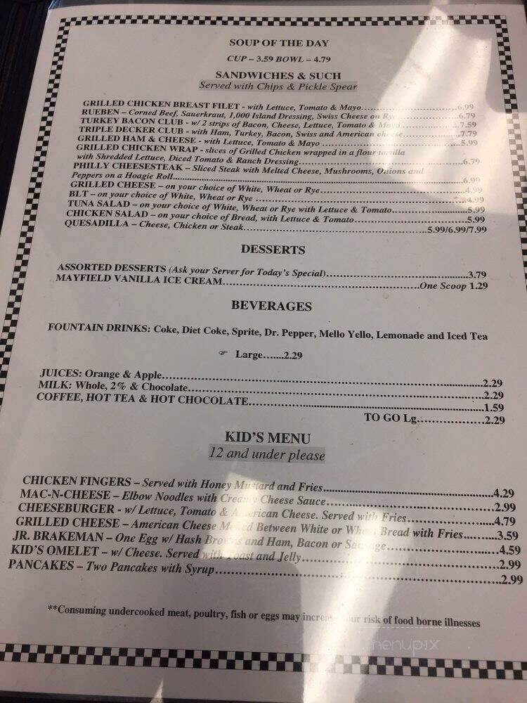 Track's End Restaurant - Chattanooga, TN menu_pic