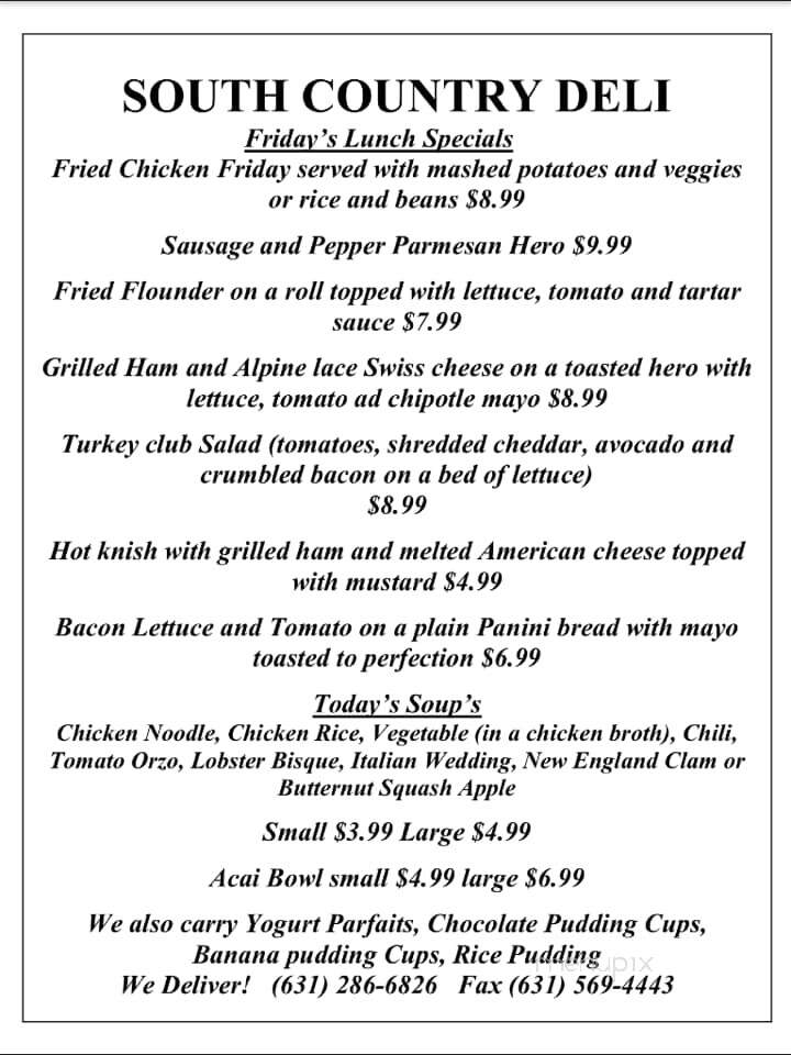 South Country Deli - Patchogue, NY menu_pic