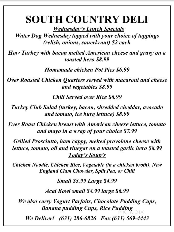 South Country Deli - Patchogue, NY menu_pic