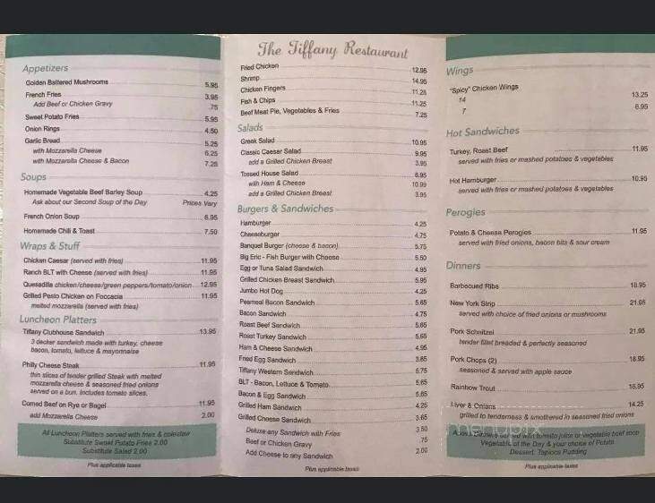 Tiffany Dining Lounge & Restaurant - Coldwater, ON menu_pic
