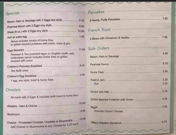 Tiffany Dining Lounge & Restaurant - Coldwater, ON menu_pic