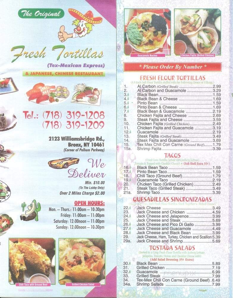 Fresh Tortilla & Japanese - Bronx, NY menu_pic