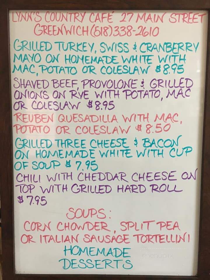 Lynn's Country Cafe - Greenwich, NY menu_pic