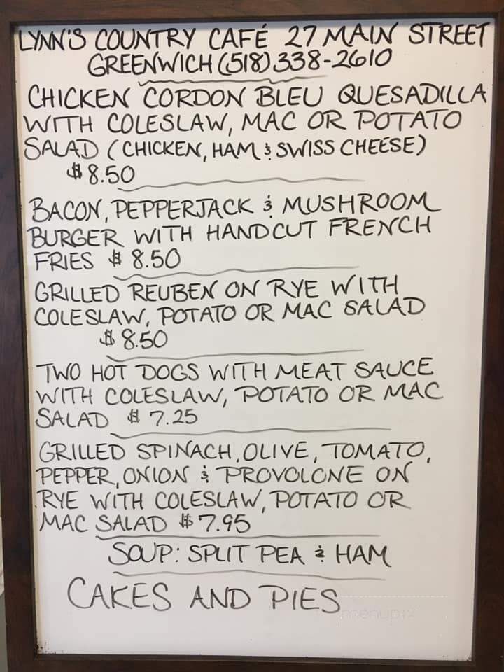 Lynn's Country Cafe - Greenwich, NY menu_pic