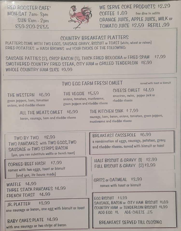 Red Rooster Cafe - Danville, KY menu_pic
