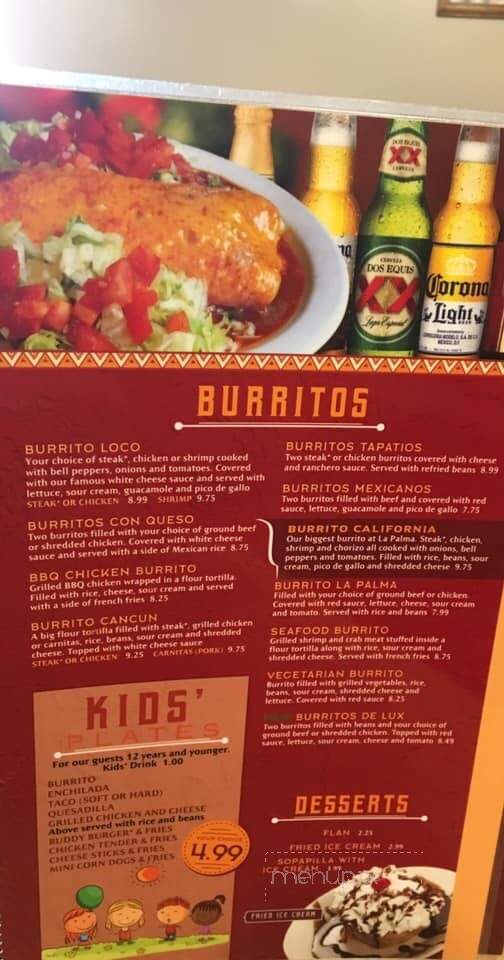 La Palma Restaurant - Hartford City, IN menu_pic